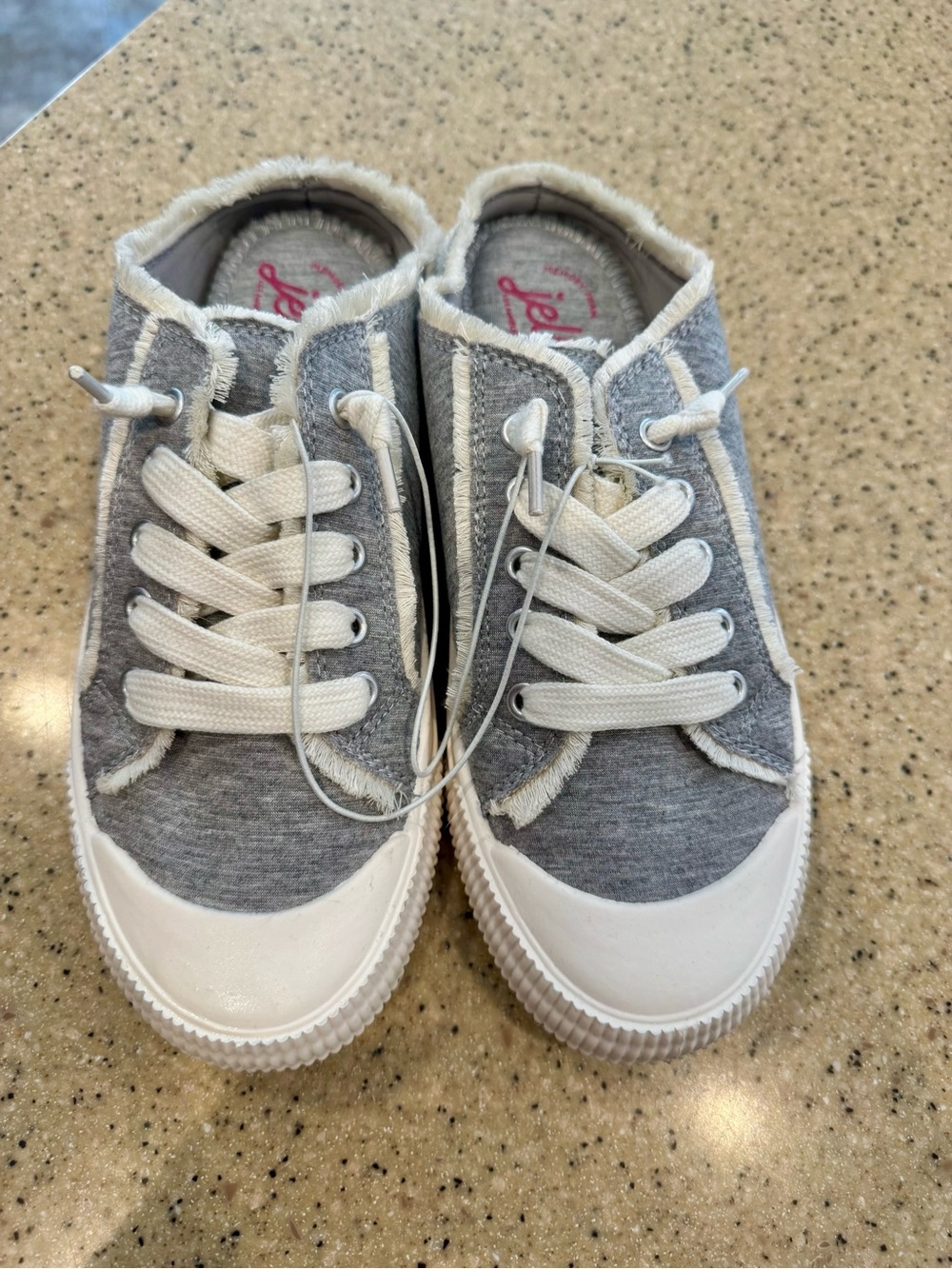 Jellypop Gray and White Women's Slip-in Lace-Up Sneakers